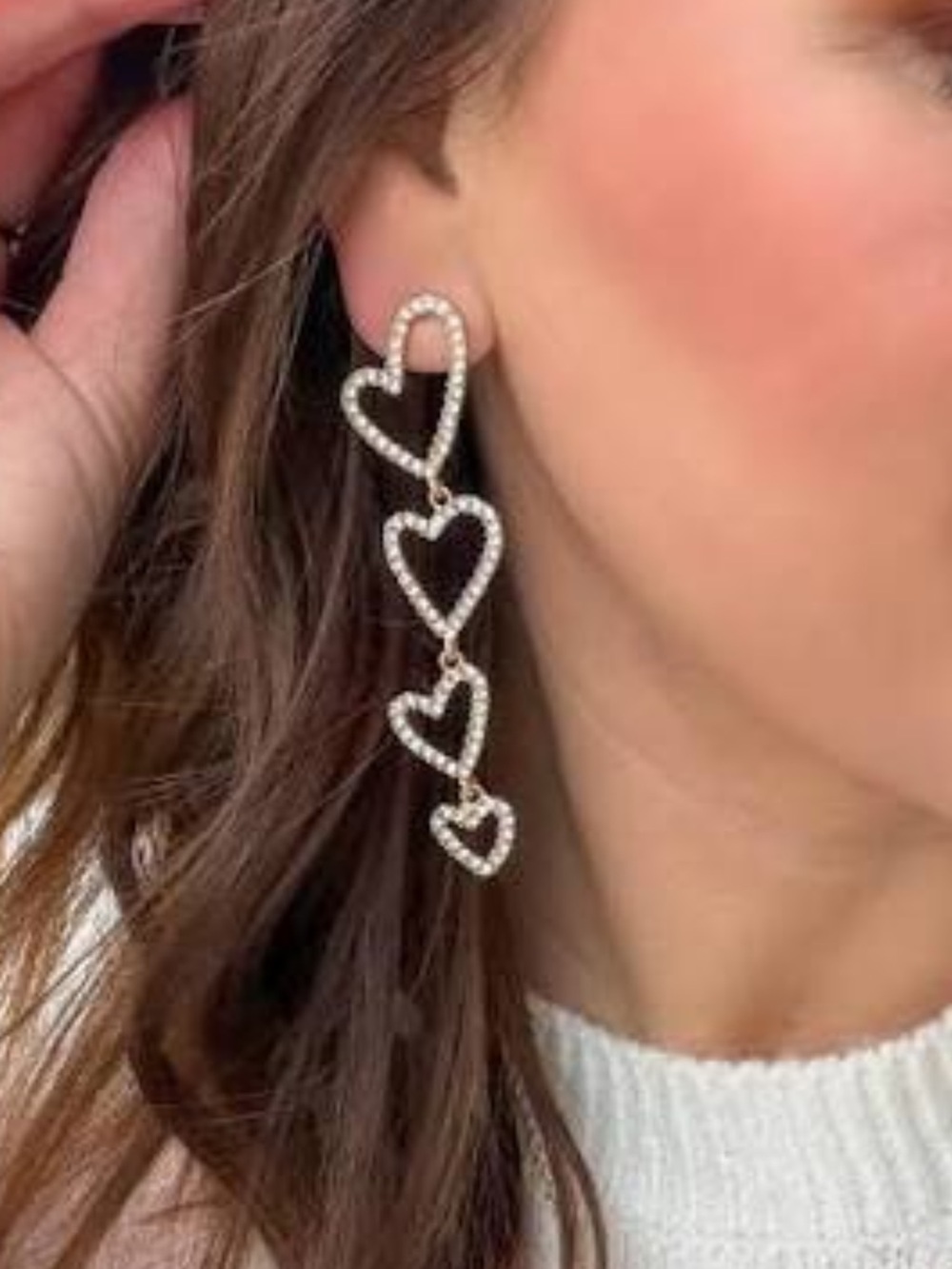 Park Lane Silver Crystal Linked Heart Drop love bug earrings